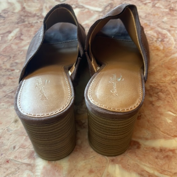 Taupe Suede Open Toe Mule Heels - Picture 5 of 6